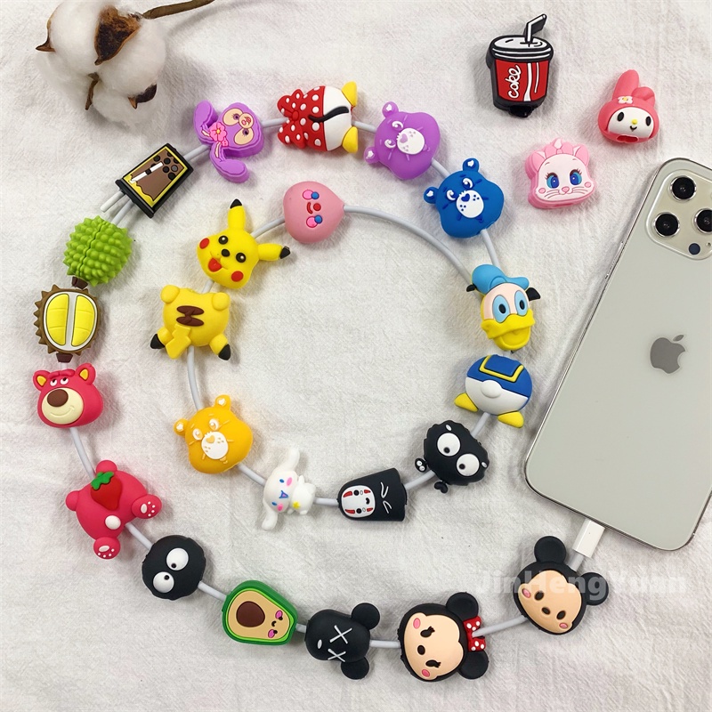 Mobile Phụ Kiện Bảo Vệ Dây Cáp Điện Thoại 18w 20w Hình Chuột Mickey Dễ Thương