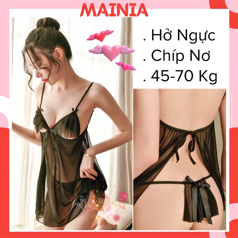 [Có BIGSIZE] Đầm Ngủ Váy Ngủ 2 Dây Hở Ngực Cột Dây Lưng Siêu Đẹp Sexy Gợi Cảm Mainia Shop 784