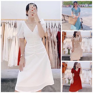 Đầm suông nhúng eo 4 màu (kèm hình thật)