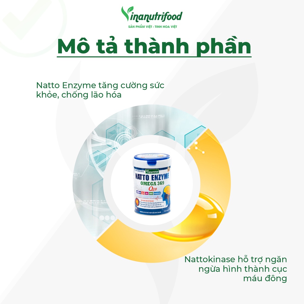 [Mã BMBAU50 giảm 50K đơn 150K] Sữa Natto Enzyme Omega 369 Vinanutrifood hỗ trợ tăng cường sức đề kháng hộp 900g