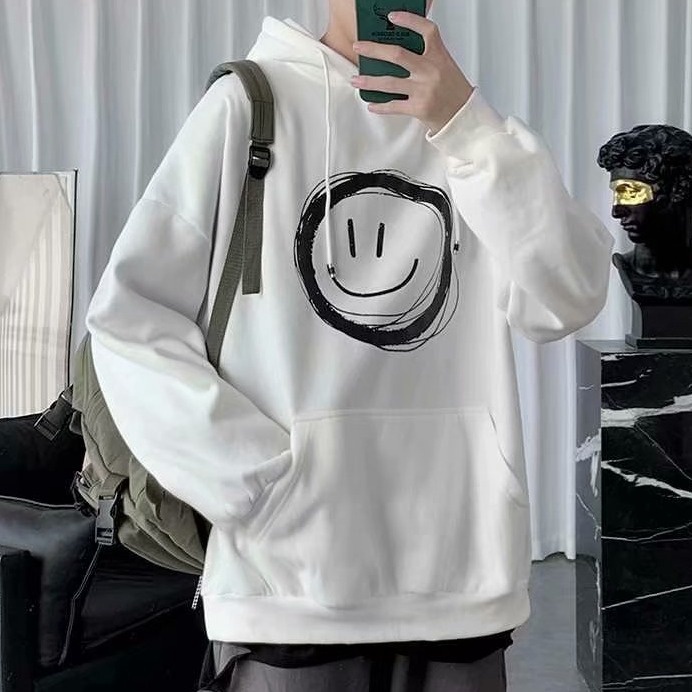 Áo Hoodie nam chất nỉ dày dặn in hình mặt cười đáng yêu