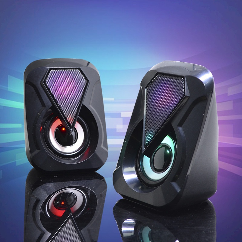 Loa Vi Tính Có Dây YST-1046 Mini Âm Thanh Chuẩn, LED Trang Trí 7 Màu - Nguồn USB &amp; Jack 3.5mm Stereo