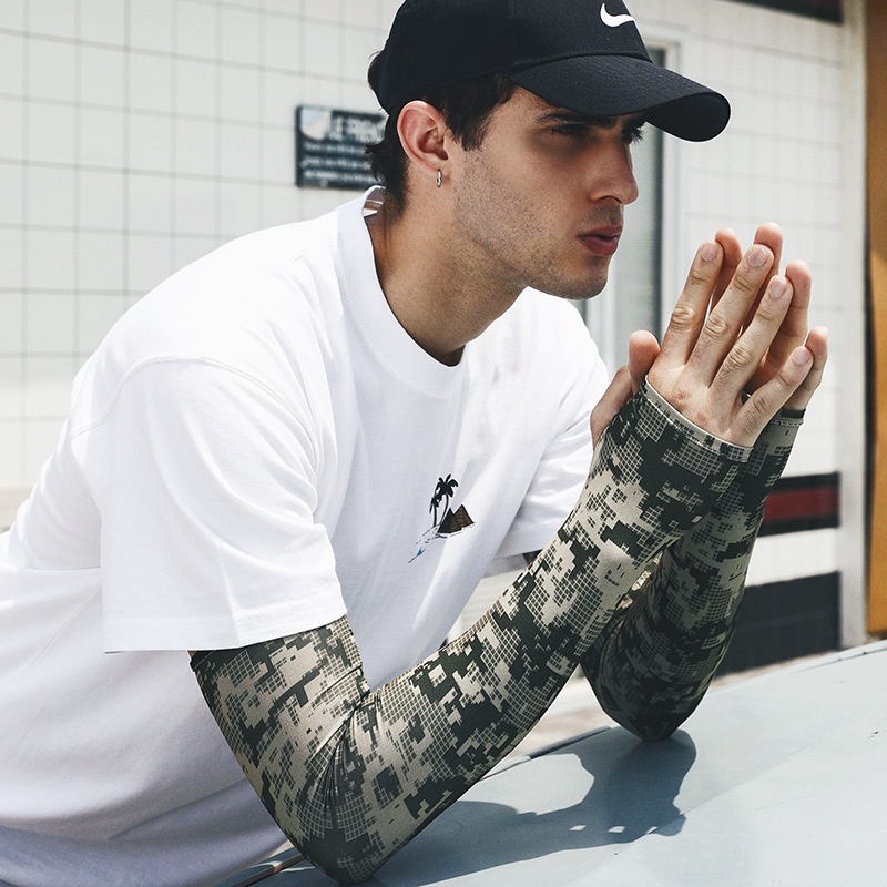 Găng Tay Thể Thao Bằng Lụa Lạnh Họa Tiết Rằn Ri Bảo Vệ Chống Nắng Mùa Hè Cho Nam kj063