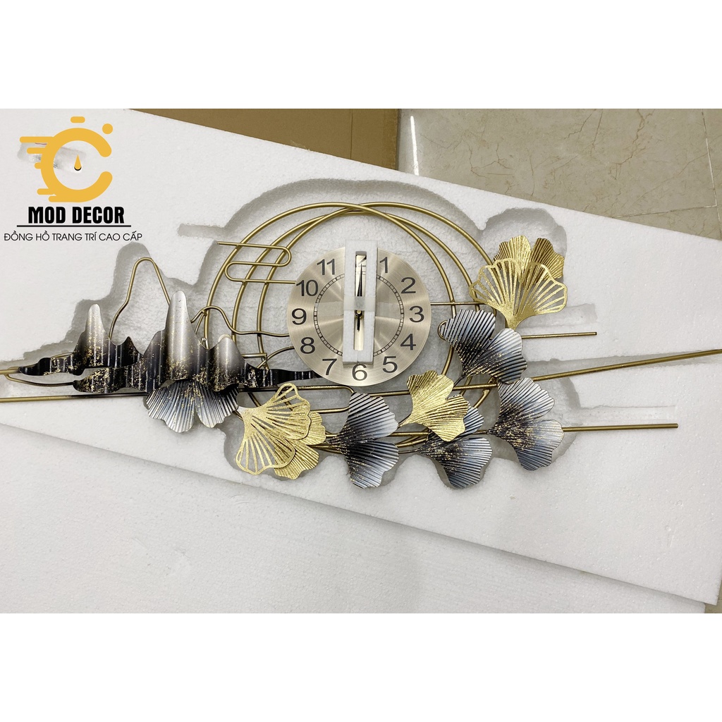 Đồng hồ treo tường kim trôi hoa xanh 2345 CỠ ĐẠI cho phòng khách rộng