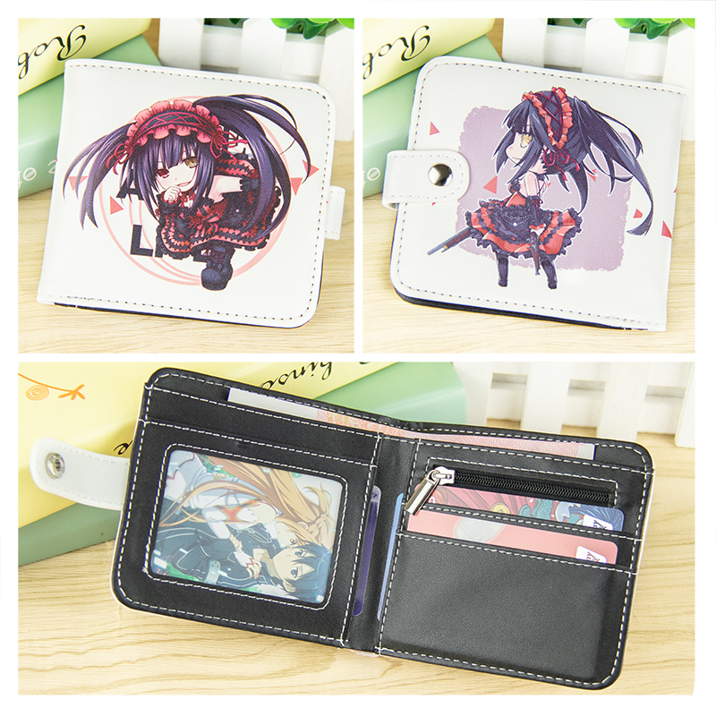 Ví gập gắn nút có khóa kéo phong cách Anime Date A Live thời trang