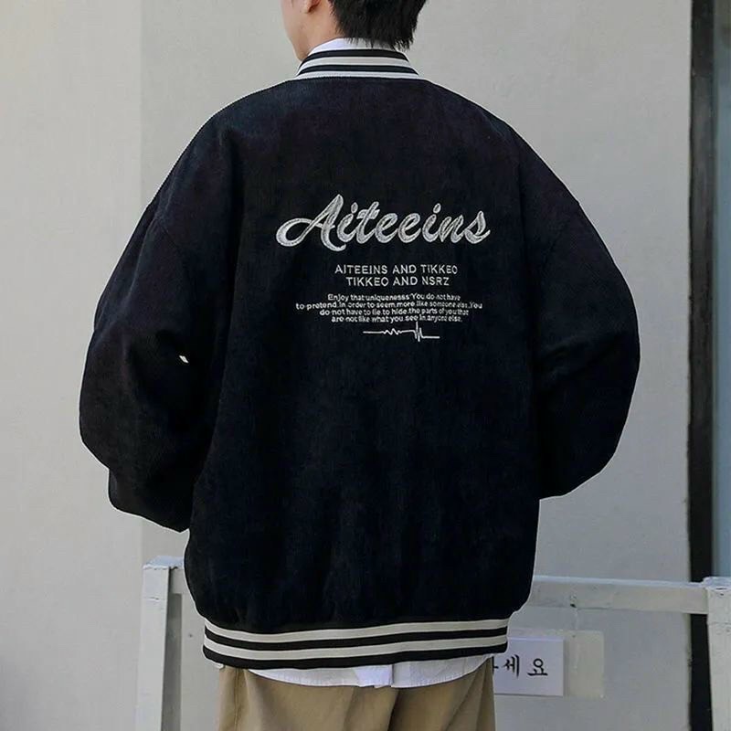 Áo Bomber Varsity Jacket Nhung Tăm 2 Lớp Logo Thêu TIKKOR Form Rộng Unisex Nam Nữ Couple Thời Trang 4 Mùa Ulzzang