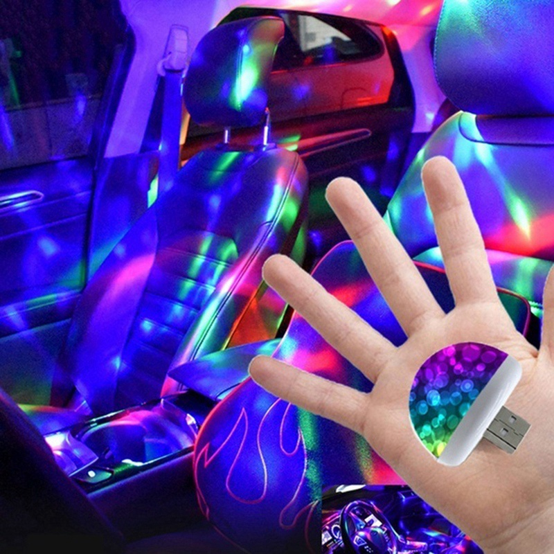 Đèn LED USB cảm biến âm thanh nhiều màu sắc trang trí nội thất xe hơi