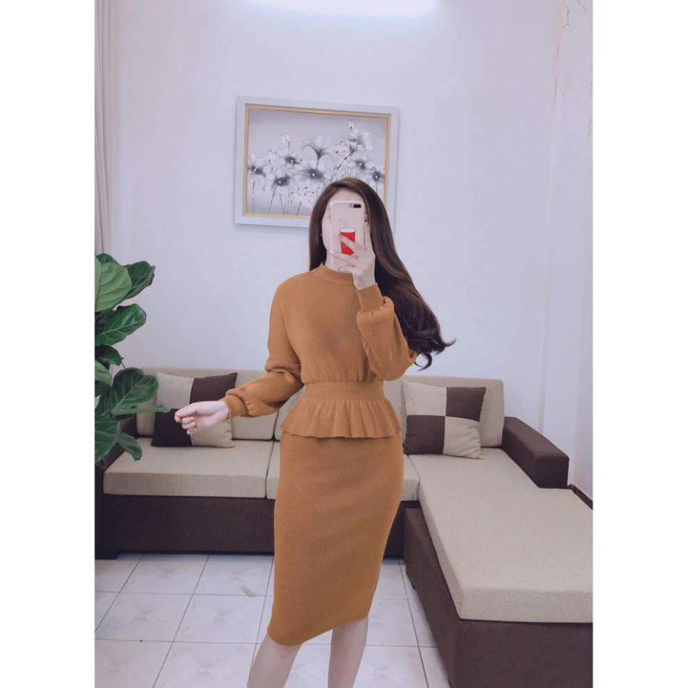 Bộ váy len peplum công sở cao cấp free size  Linh Kem Shop AL11