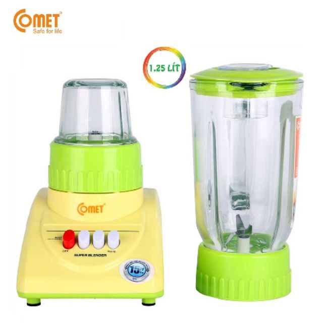 Máy Sinh Tố Thủy Tinh 1,2 Lít Comet 2 Cối Siêu Bền CM9986 - Vàng