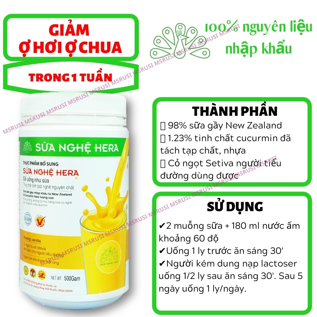 Sữa nghệ Hera Hera Milk Thực phẩm cho sức khỏe dạ dày Hệ tiêu hóa khỏe - Giúp đẹp da [Hộp 100g] 5-7 ngày uống