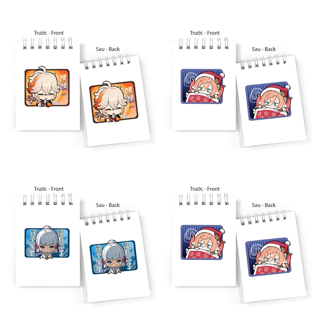 Sổ tay in hình NHÂN VẬT GENSHIN IMPACT ver CHỮ NHẬT 6x10 ghi chú tiện lợi học tập xinh xắn game anime chibi