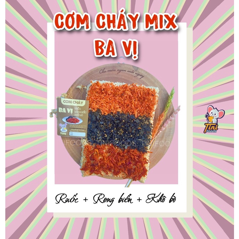 CƠM CHÁY MIX 3 VỊ KHÔ BÒ, RONG BIỂN, RUỐC THƯỢNG HẠNG- GÓI HÚT CHÂN KHÔNG 250GR-SIÊU RẺ