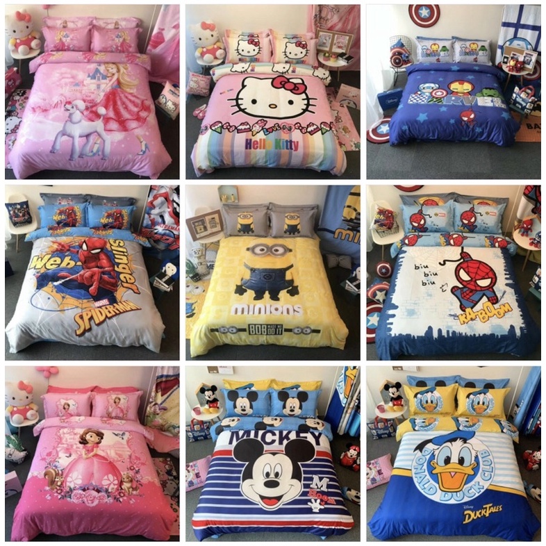 Bộ chăn ga gối cotton Dissney nhập khẩu cao cấp cho bé, ga gối 100% cotton mềm mịn