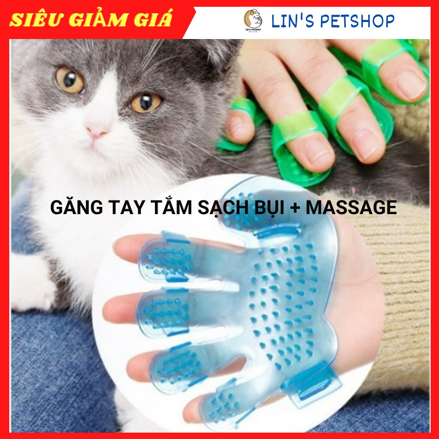 [🛵FREESHIP] Găng tay tắm - massage - Găng tay chải lông cho chó mèo