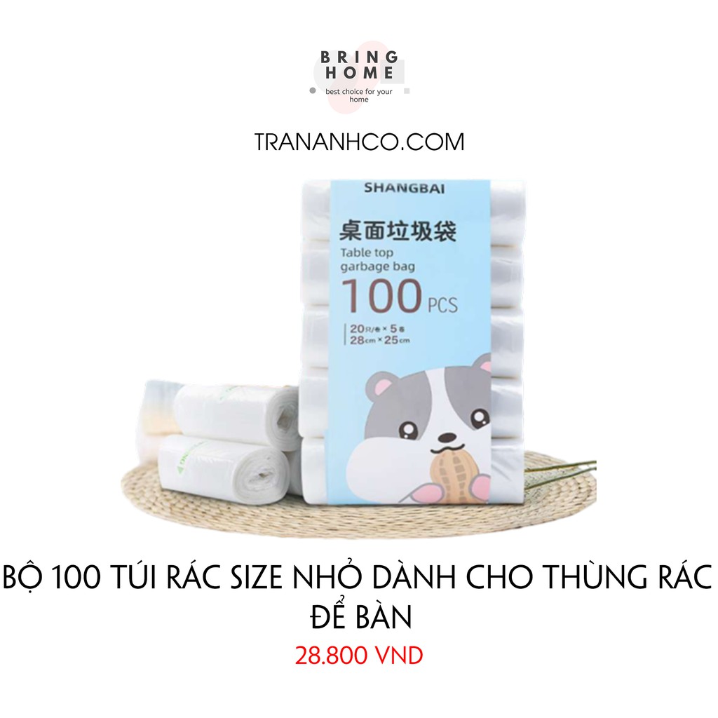 Bộ 100 túi rác size nhỏ dành cho thùng rác để bàn