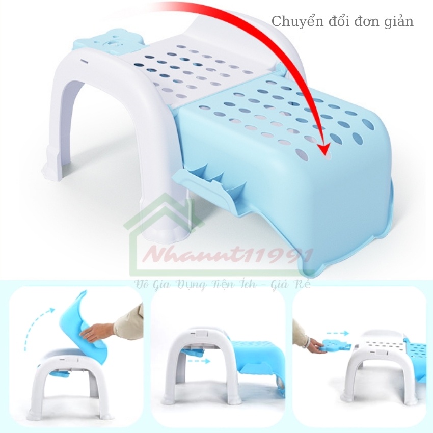Ghế Đa Năng Cho Bé, Ghế Ăn Dặm Kiêm Ghế Gội Đầu, Ghế Ngồi Chơi Cho Bé, In Hình Gấu HOKORI