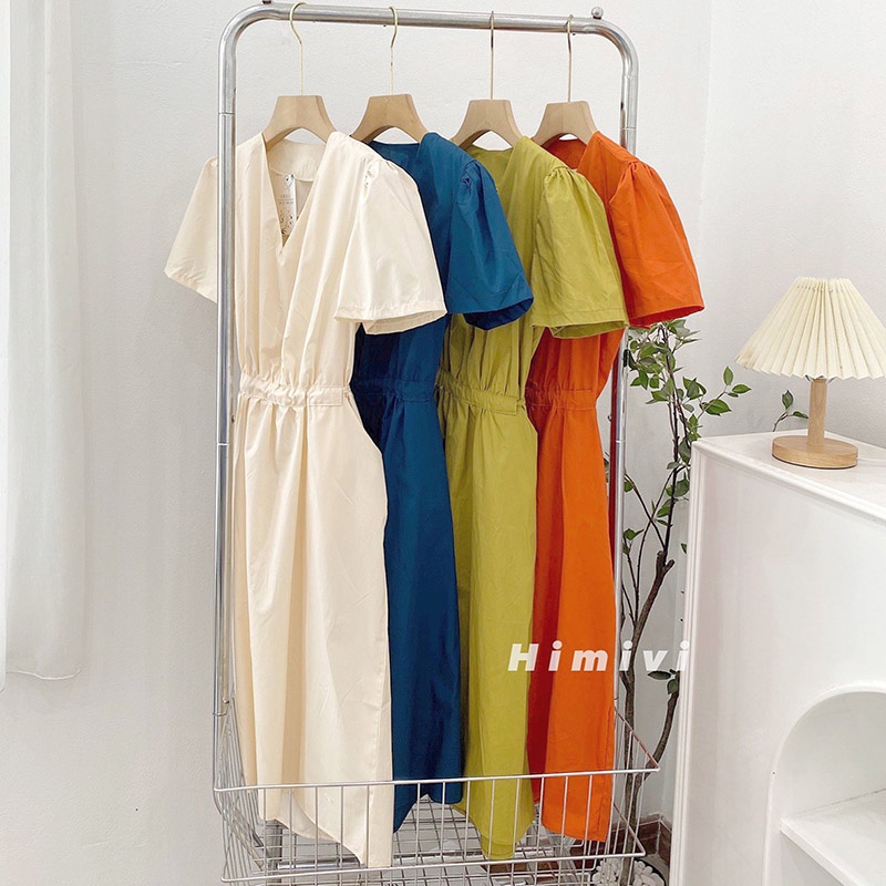 Váy Thiết Kế Chất Thô Cổ Tym Túi 2 Bên Buộc Eo Dáng Dài H9010-Violet