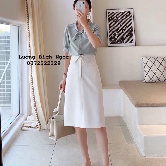 Chân váy chữ A công sở qua gối có túi thời trang | BigBuy360 - bigbuy360.vn