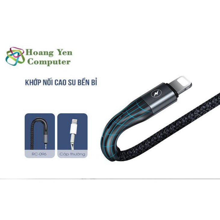 Cáp Sạc LIGHTNING Thông Minh Remax RC-096i Cho IPhone , IPad ( Hiển thị dòng sạc, Cài Giừ Tự Ngắt) - BH 6 Tháng 1 đổi 1 