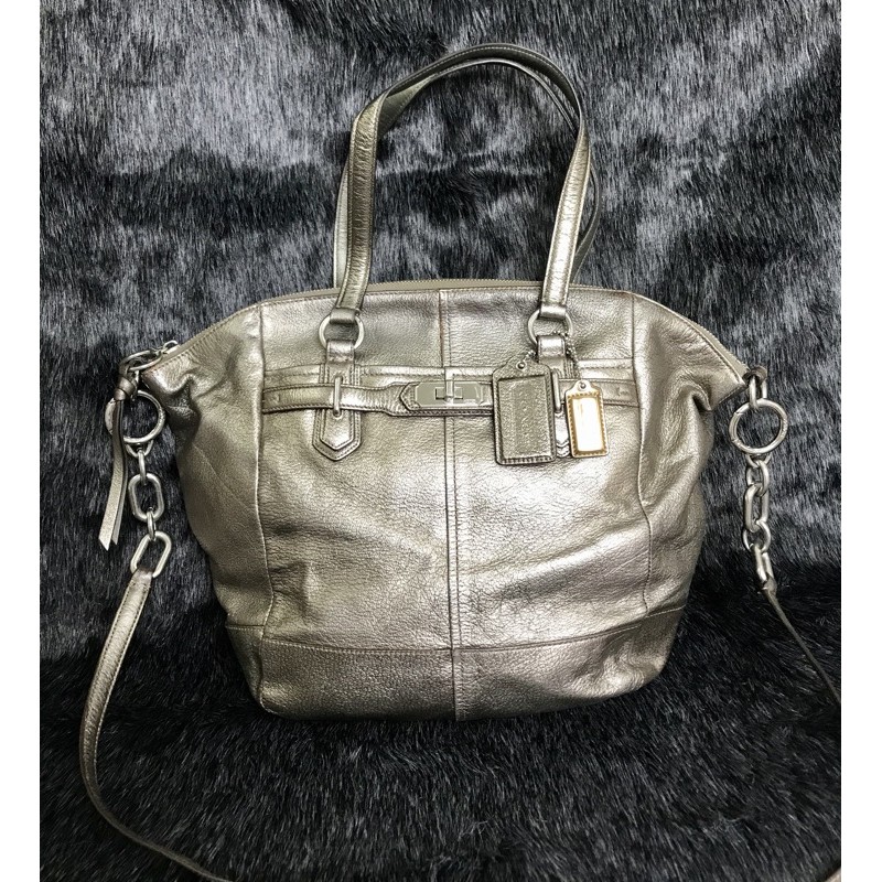 💚 đeo vai, đeo chéo màu xám chuột ánh kim Co.a.ch