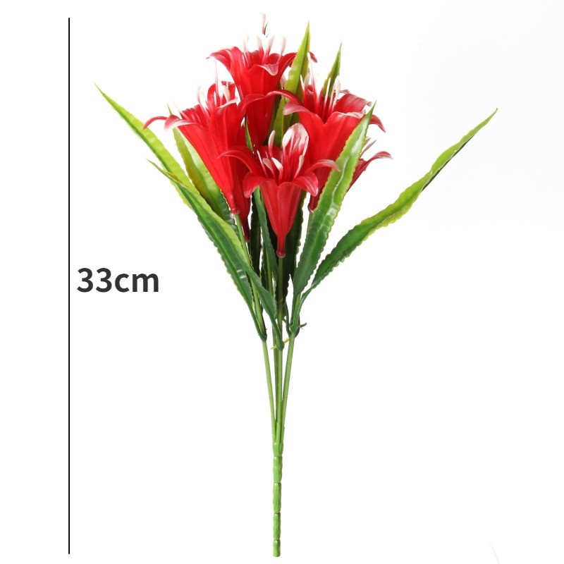 1 Nhánh 7 Hoa Lily Nhân Tạo Bằng Nhựa Dùng Trang Trí Nhà Cửa/Văn Phòng