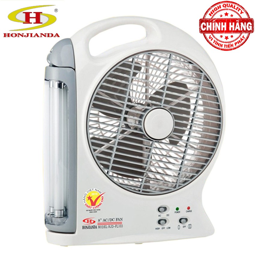 Quạt tích hợp Đèn Tuýp LED Quạt Sạc Dự Phòng Honjianda HJD-FL103 nguồn AC/DC - Loại 1 bình sạc