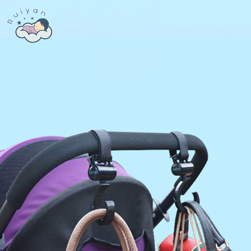Bộ 2 Móc Treo Đồ Thiết Kế Xoay 360 Độ Trang Bị Cho Xe Đẩy Em Bé Tiện Lợi