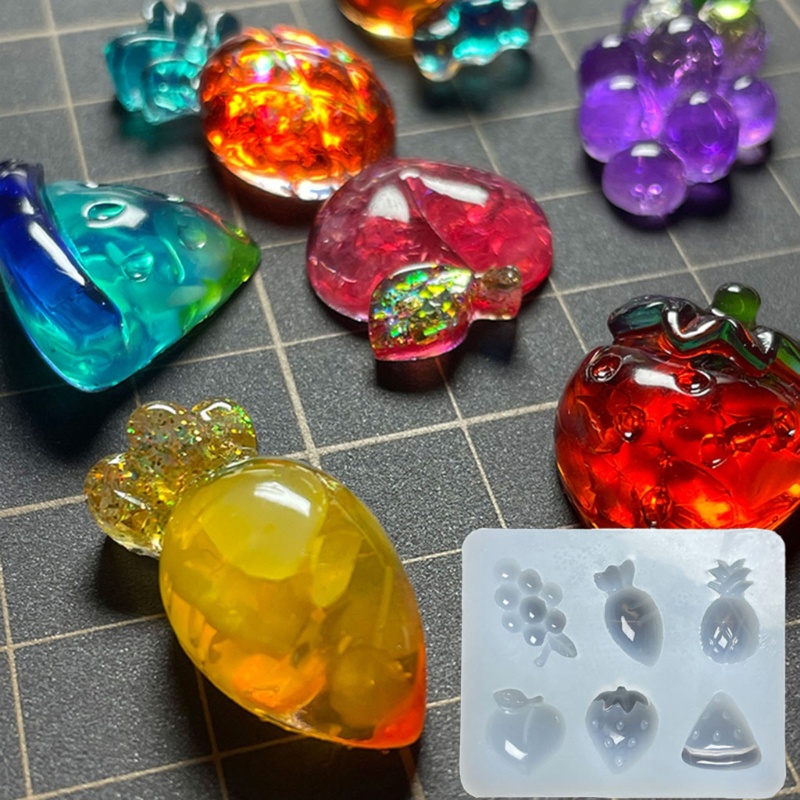 Set 2 Khuôn Silicone Làm Mặt Trang Sức Hình Trái Cây