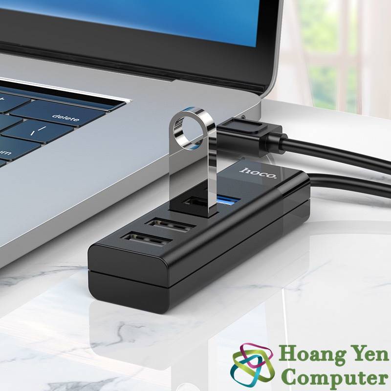 [USB] Hub USB 4 Cổng Hoco HB25, Dây Dài 30CM - BH 1 Năm Chính Hãng - Hoàng Yến Computer