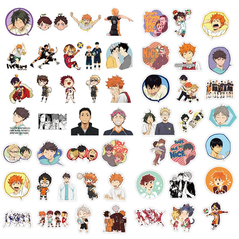 flowersqueen Hình dán trang trí chống thấm nước hình Haikyuu