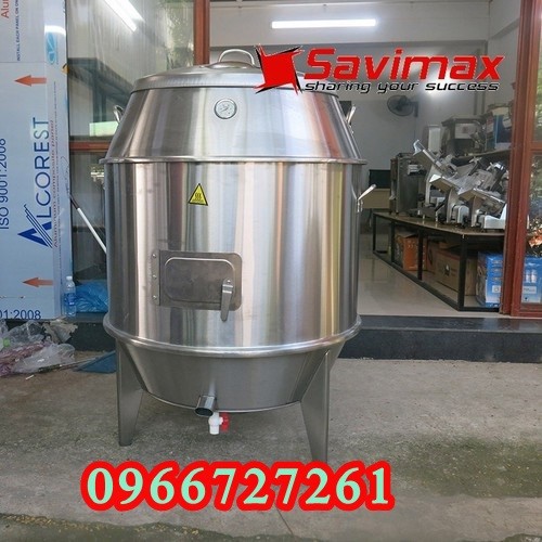 Lu nướng gà vịt, lu quay gà vịt chạy than inox 304 phi 60 - chạy than