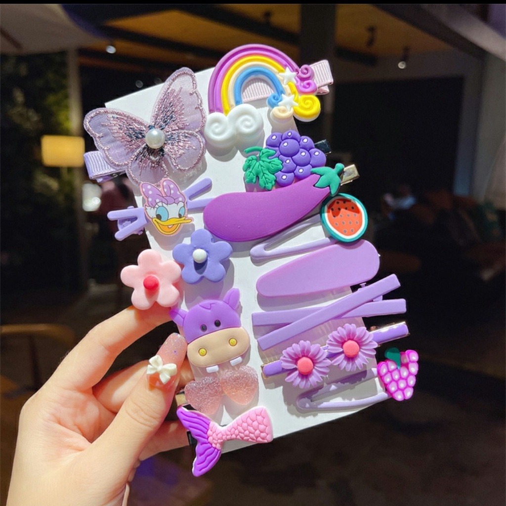 [14 Cái Set] Bộ Kẹp Tóc Trẻ Em | Kẹp Tóc Hình Vỏ Sò, Sao Biển, Cầu Vồng | Cô Gái Dễ Thương Kẹp Tóc Hoạt Hình