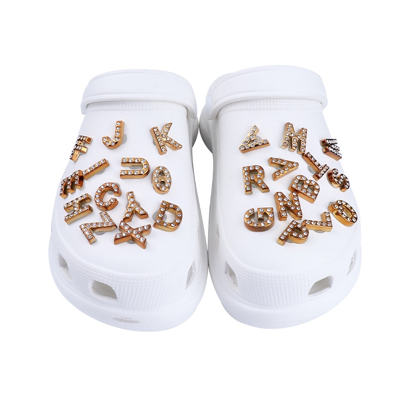Khóa Hợp Kim Hình Chữ Cái Đính Đá Dùng Trang Trí Giày Crocs