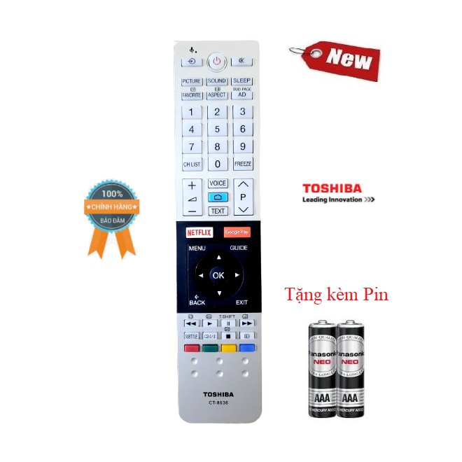 Điều khiển tivi Toshiba giọng nói CT 8536- Hàng chính hãng Tặng kèm Pin