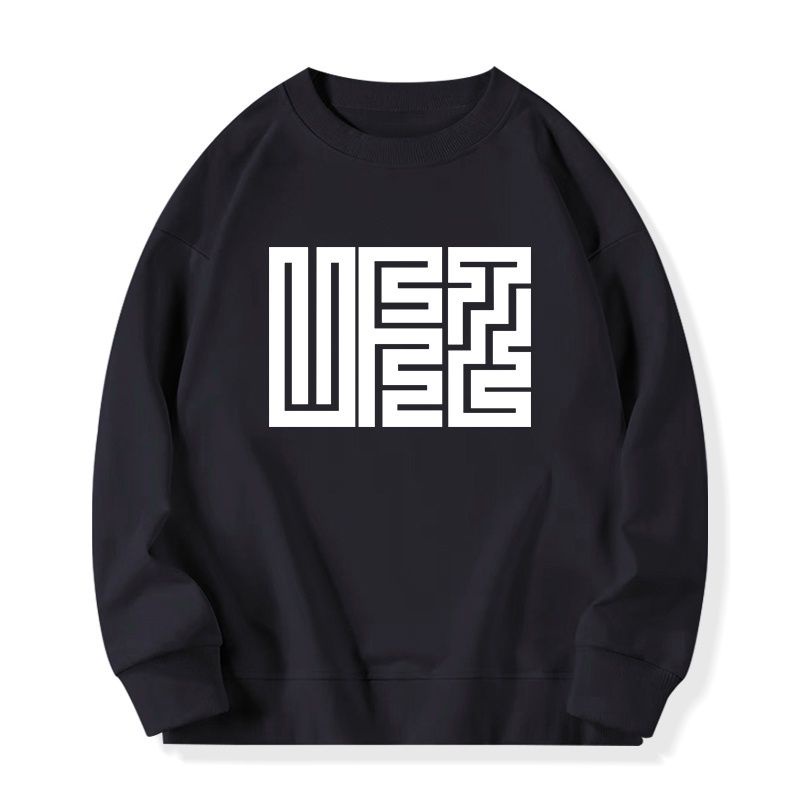 Áo sweatshirt IHKKE tay dài cổ tròn màu đen/ trắng thời trang Hàn Quốc dành cho cả nam và nữ