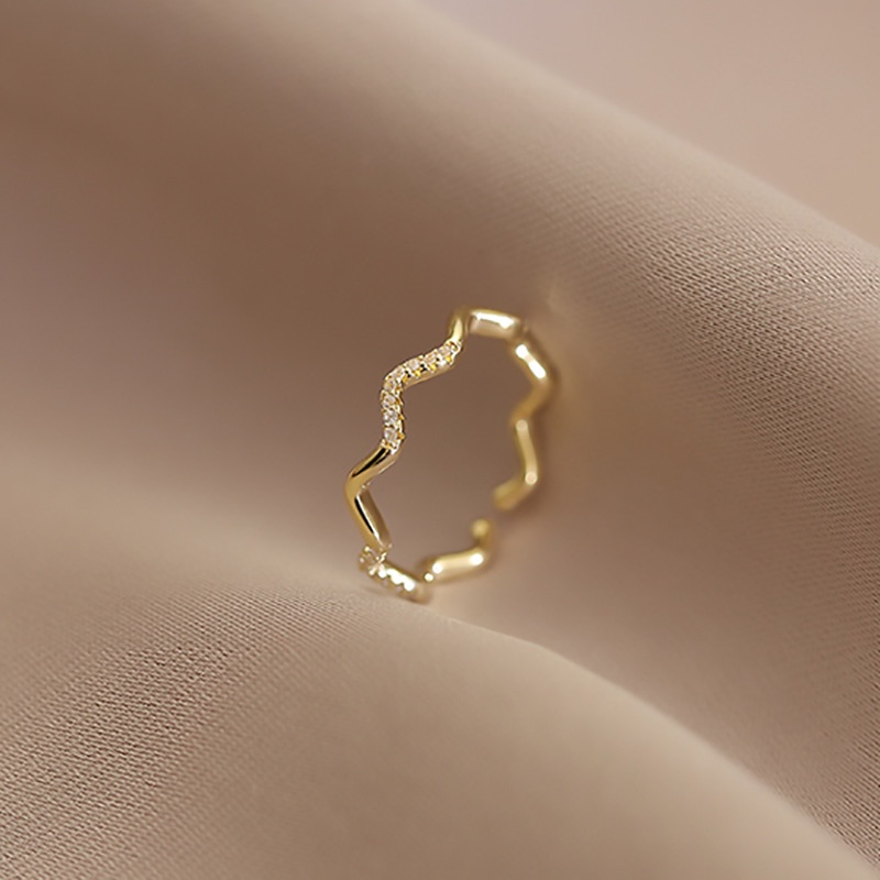 Bộ Nhẫn Hai Mảnh Đính Đá Kim Cương Mỏng Nhẹ Thời Trang Sang Trọng Làm Quà Tặng Cho Nữ