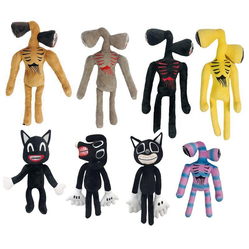 Siren Head đồ chơi nhồi bông Hình Mèo Đen Miệng To 30cm