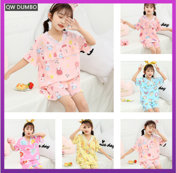 Set Đồ Bộ Ngắn In Hình Dễ Thương Cho Bé Gái Từ 12-45kg