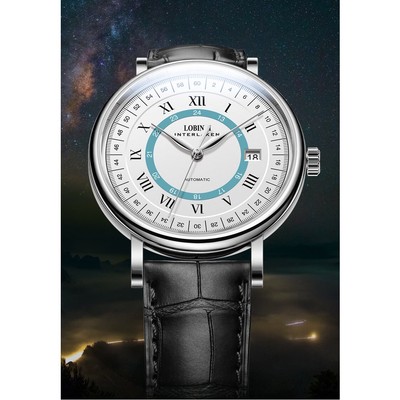 Đồng hồ nam chính hãng Lobinni L15006-2 kính chống xước,chống nước 50m,Bh 24 tháng,máy cơ(automatic),Dây da đen xịn