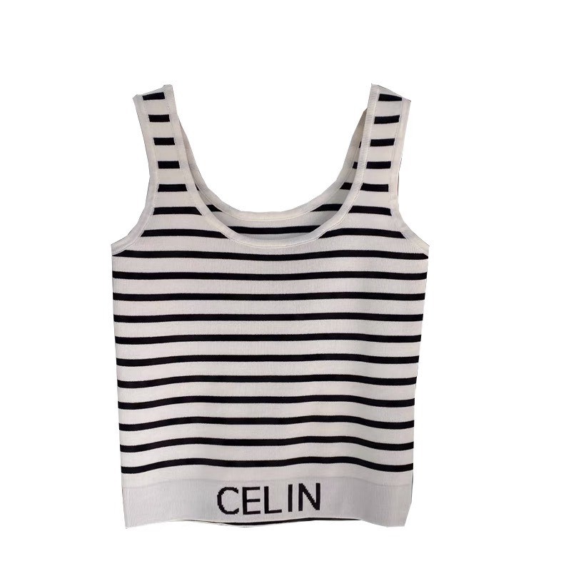 ÁO SÁT NÁCH KẺ CROP BO EO CHỮ CEL | BigBuy360 - bigbuy360.vn