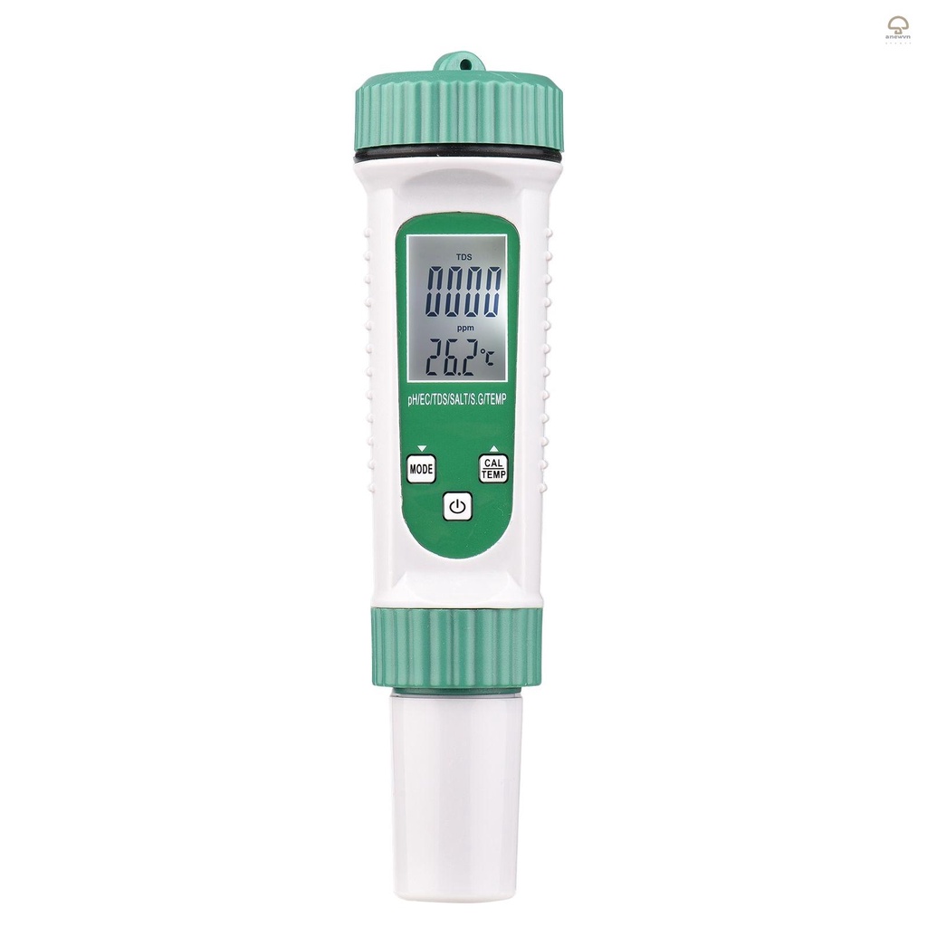 Thiết Bị Kiểm Tra Chất Lượng Nước 6 Trong 1 Đa Năng PH / EC / TDS / Muối / S.G / Temp