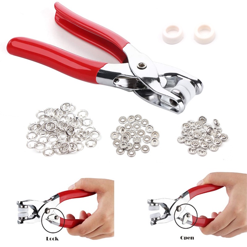 Kìm bấm cúc sắt - Bộ kìm bấm cúc áo khuy áo kèm 100 chi tiết cúc bấm khuy gọn nhẹ tiện dụng
