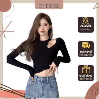 [ Có Video + Ảnh Thật ] Áo Croptop Dài Tay Khoét 1 Bên Vai Cheeke House mã 674