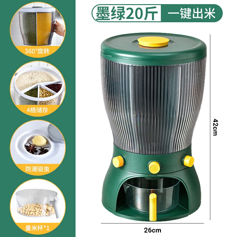 (Bán Buôn Sỉ) Thùng đựng gạo và ngũ cốc 4 ngăn thông minh dung tích 10kg - Có nút bấm dễ dàng để lấy gạo T2