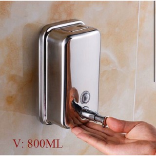 Bình đựng xà phòng nước rửa tay nhấn treo tường inox bền đẹp 800ml