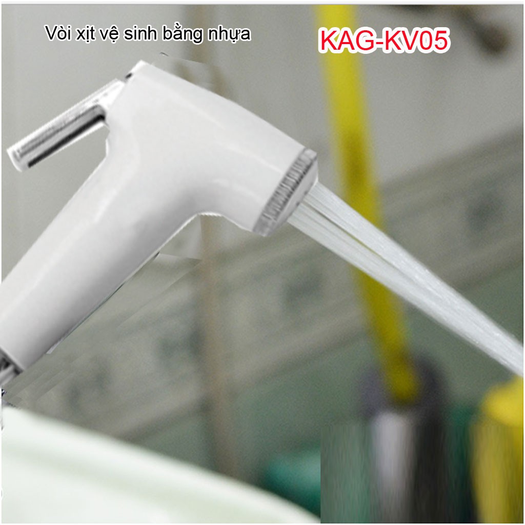 Vòi xịt vệ sinh KAG-KV05, vòi rửa nhà tắm nhựa trắng nước mạnh sạch sử dụng tốt