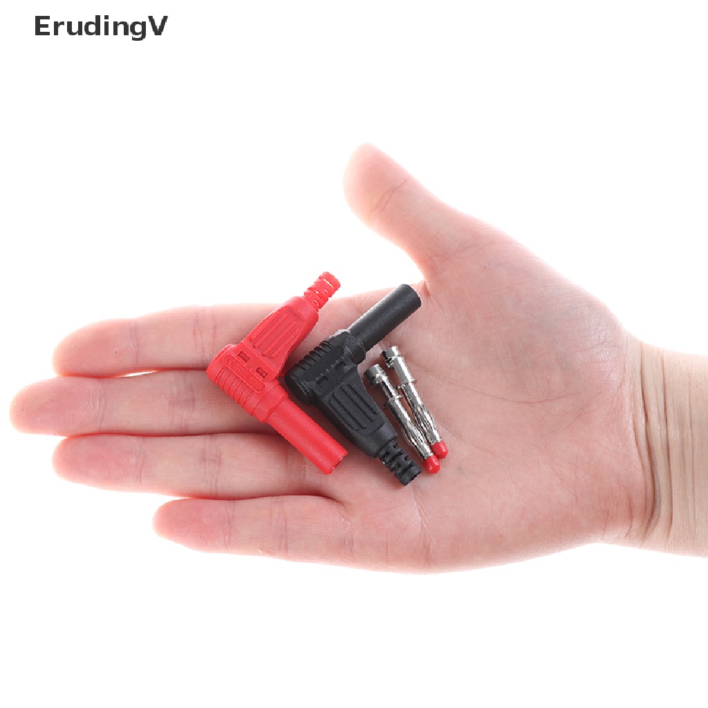 Set 2 Đầu Cắm Bắp Chuối Góc Phải Cách Nhiệt Màu Đỏ + Đen 4mm