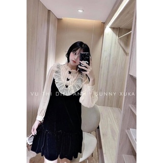 váy nhung tiểu thư phối tơ