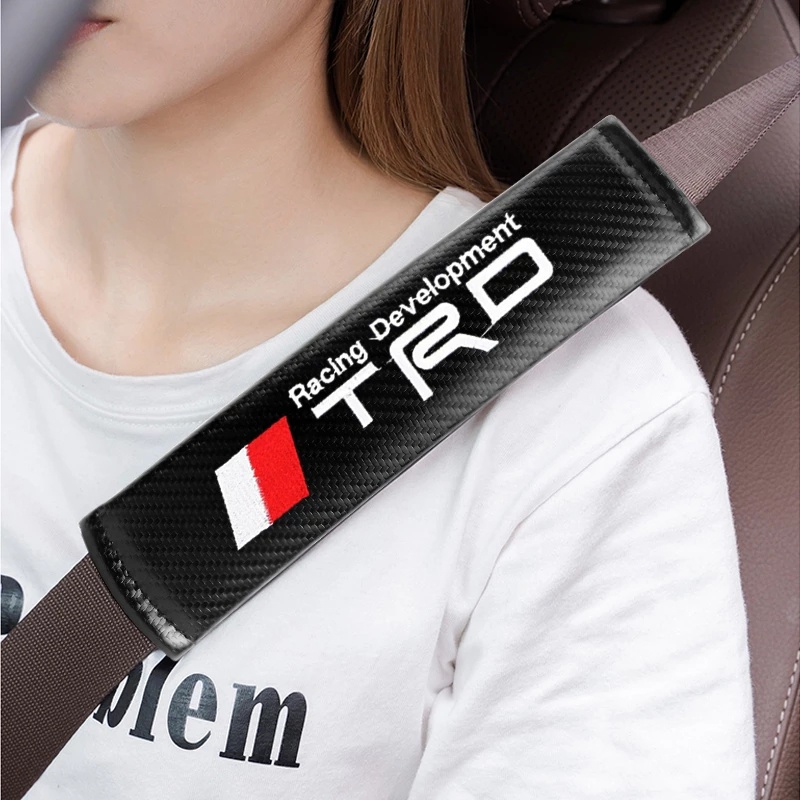 Set 2 Vỏ Bọc Dây Đai An Toàn Bằng Sợi Carbon Cho Xe Hơi Toyota TRD Sports Vios Yaris Avanza Corolla Cross Hilux CHR Wish Etions