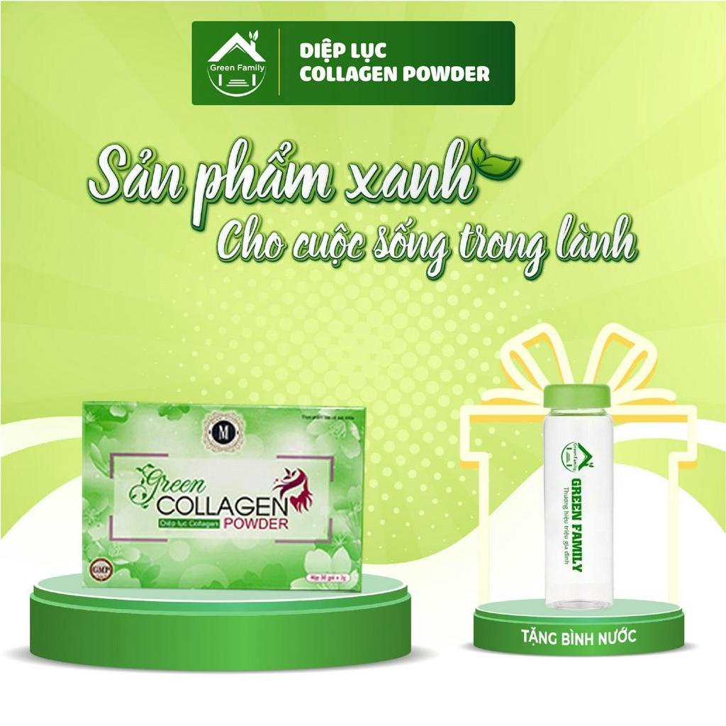 Diệp Lục Collagen HBC GREEN FAMILY Đẹp Da Thanh Lọc Cơ Thể Hộp 30 Gói 60g